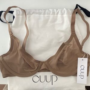 CUUP Plunge mesh bra in taupe 32C